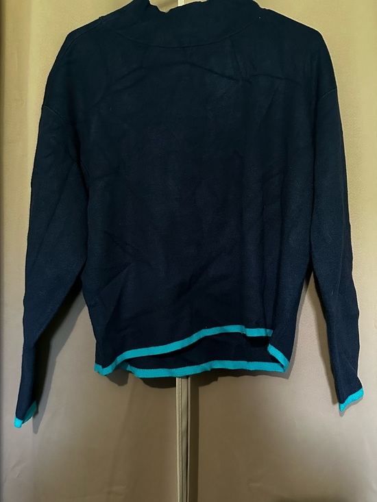Maeve Sweaters - Maeve Navy Crewneck Sweater with Teal Trim
